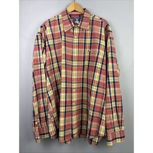 Texas Cotton Mens Button Down Long Sleeve Red Blue Plaid Size XXXL Western Shirt